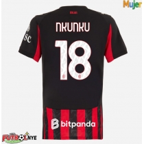 Camiseta AC Milan Christopher Nkunku #18 Primera Equipación para mujer 2025-26 manga corta